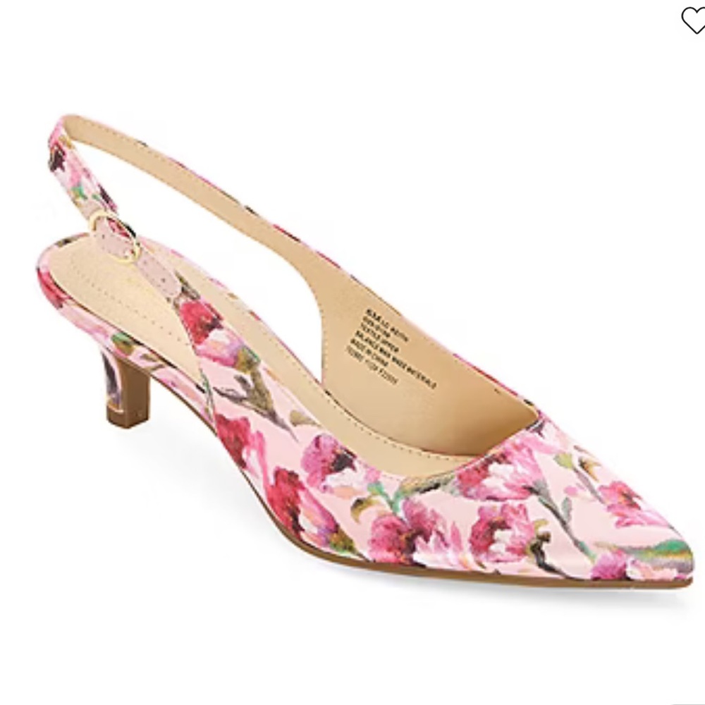 Liz Claiborne Keith Floral Pink Floral Slingback Heels Women’s Size 6.5 NWT